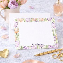 Pastell Rosa Lila Tulpaner Vårblommor Namn Anteckningskort