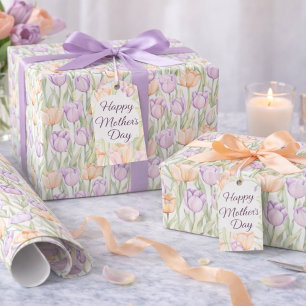 Pastell Rosa Lila Tulpaner Vårblommor Presentpapper