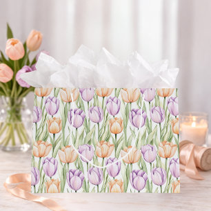 Pastell Rosa Lila Tulpaner Vårblommor Presentpåse