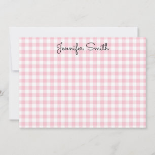 Pastell Rosa Liten Gingham Whimsisk Kalligrafi Anteckningskort