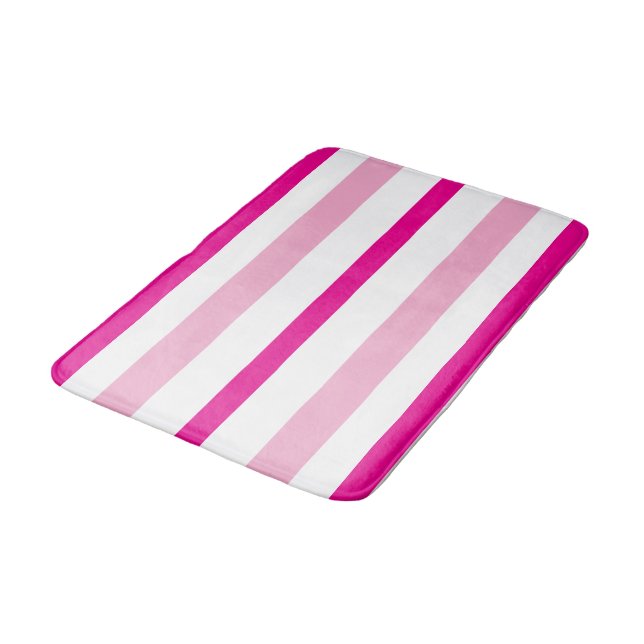 Pastell Rosa Ljus Rosa Vit Sommar Ränder Badrumsmatta (Vinklad)
