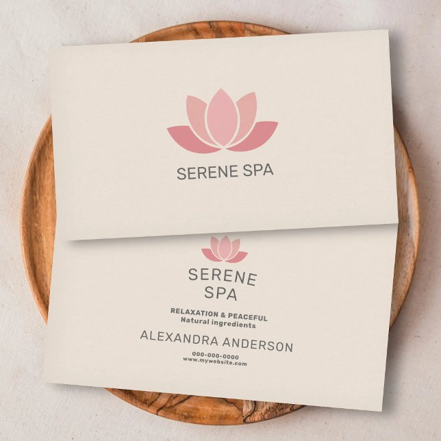 Pastell Rosa Lotusblomma - Spasalong Visitkort (Pastel Pink Lotus Flower - Spa Salon Business Card)