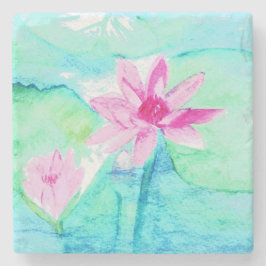 Pastell Rosa Lotusblommor Akvarell Stenunderlägg