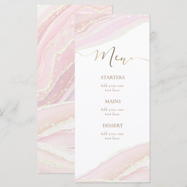 pastell rosa marmor Meny (Fram/baksida)