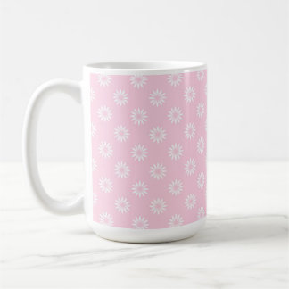 PASTELL ROSA MED RADER AV VITA BLOMMOR KAFFEMUGG