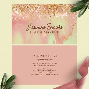 Pastell Rosa Mint Och Guldglitter  Visitkort