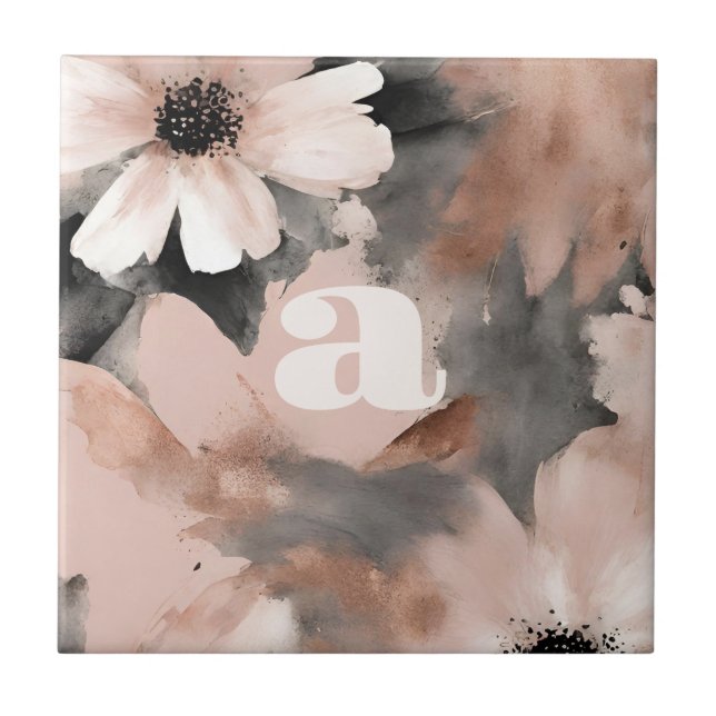 Pastell Rosa Monogram Kakelplatta (Framsidan)