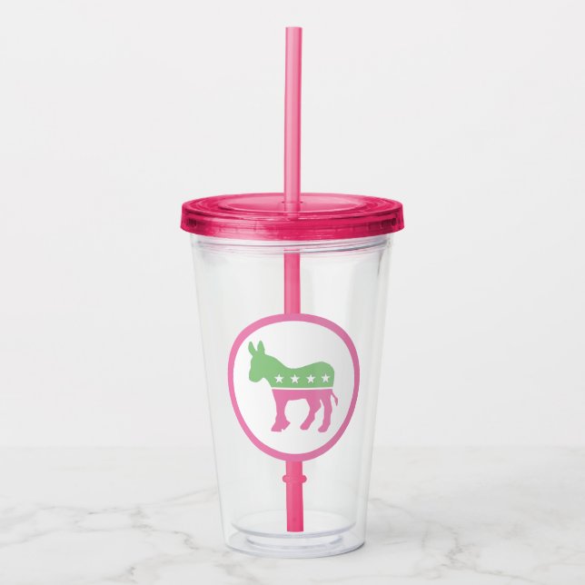 Pastell Rosa och Grön Demokratisk Åsna Take Away Mugg (Framsida)