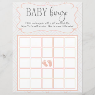 Pastell Rosa och Krämgeometrisk Baby Bingo