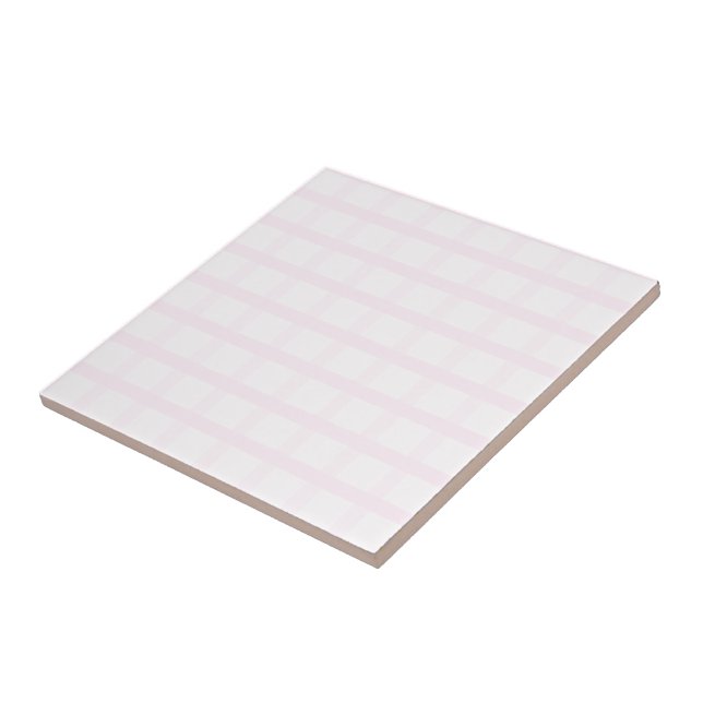 Pastell Rosa Och Rose Quartz Rosa Gingham Mönster  Kakelplatta (Sidan)