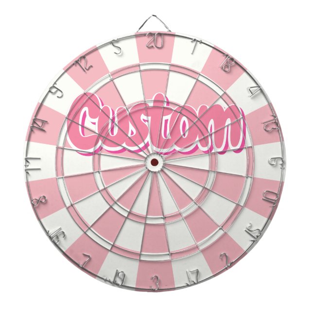 Pastell Rosa Och Vit Anpassningsbar Text Darttavla (Framsidan)