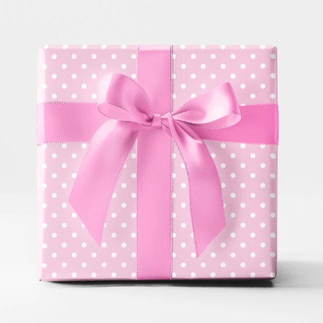 Pastell Rosa och Vita Små Prickar Presentpapper (Pastel Pink and White Small Polka Dot Wrapping Paper)