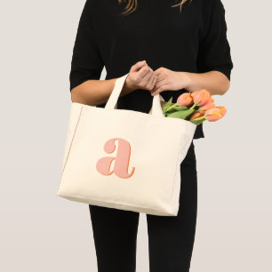 Pastell Rosa Orange Monogramm Bokstäver i Retrosti Mini Tygkasse