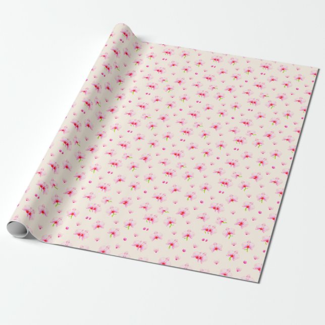 Pastell rosa orkidéer presentpapper (Utrullad)