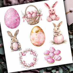 Pastell Rosa Påsk Set 2 Klistermärken