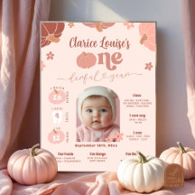 Pastell Rosa Pumpa 1-års Födelsedags Foto Milstolp