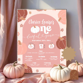 Pastell Rosa Retro Pumpa Första Födelsedagsmilstol Poster