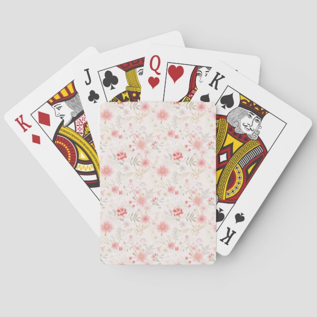 Pastell Rosa Röda Vita Blommor Mönster  Casinokort (Baksidan)