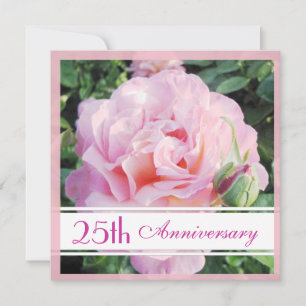 Pastell Rosa Ros 25-årsjubileumsinbjudan Inbjudningar