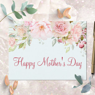 Pastell Rosa Ros Blomma Blommig Grattis Mamma Dag Vykort