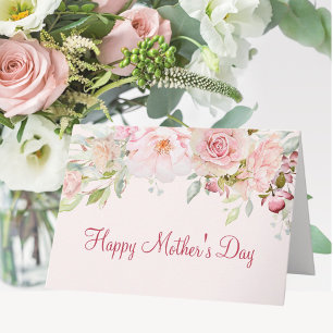 Pastell Rosa Ros Blomma Blommig Grattis Mamma på F Kort