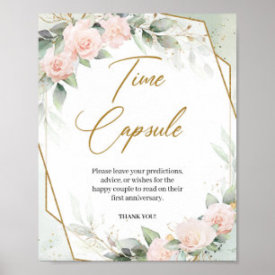 Pastell rosa rosor eukalyptus guld Tidskapsel Poster