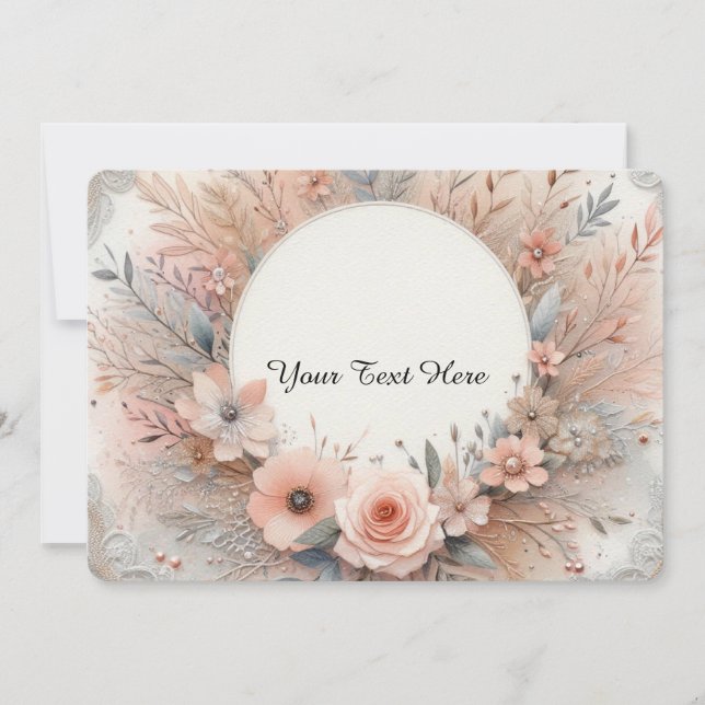 Pastell Rosa Rosor och Ömtåliga Spetsdetaljer Inbjudningar (Framsida)