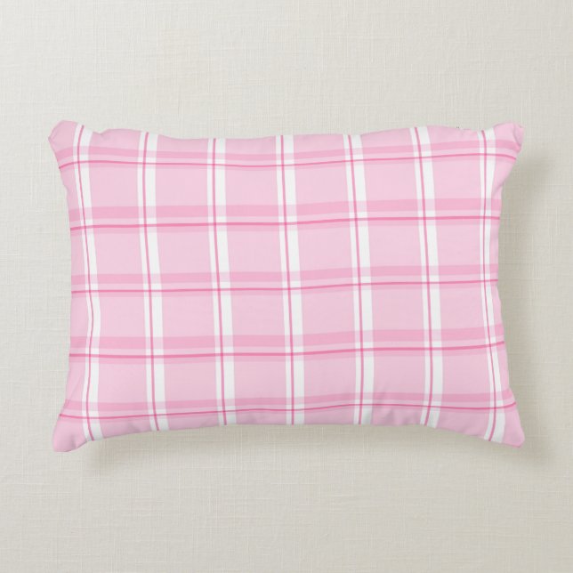 Pastell Rosa Rutig Prydnadskudde (Framsidan)