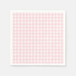 Pastell Rosa Rutig Tjej Ettårs Födelsedag Pappersservett
