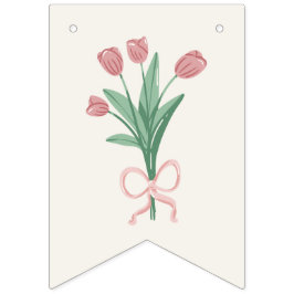 Pastell Rosa Slöja & Tulpan Blommig Anpassad Vimplar