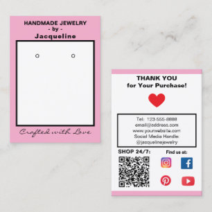 Pastell Rosa Smycken Örhängen Social QR-kod Visitkort