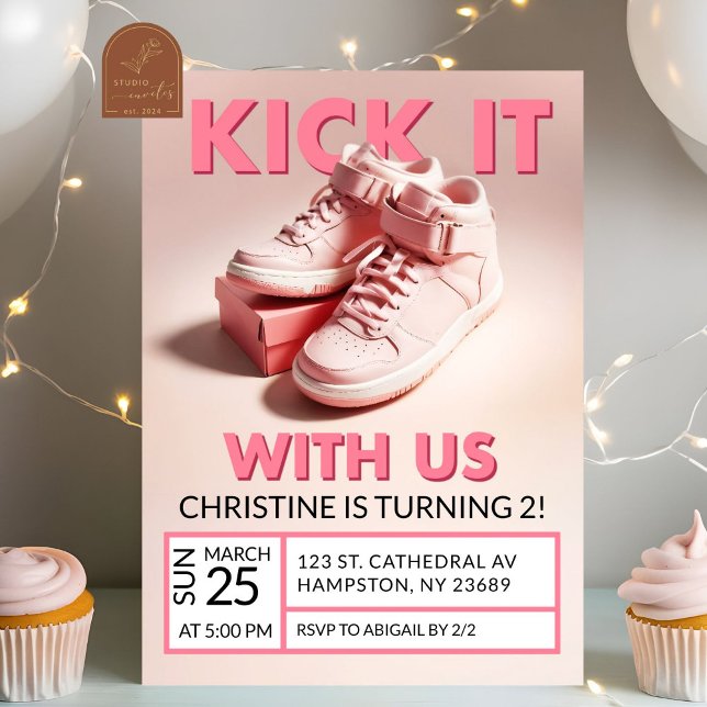 Pastell Rosa Sneaker 2-års Flicka Inbjudningar (Skapare uppladdad)
