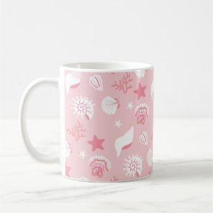 Pastell Rosa Snigelskal och Korall Sömlöst Mönster Kaffemugg