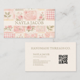 Pastell Rosa Snygg Quilt Patchwork Visitkort