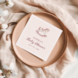 Pastell Rosa Söt Karusell Flicka Bebis Shower Pappersservett
