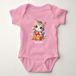 Pastell Rosa Sött Kattunge Katt med Efterrätter Va T Shirt