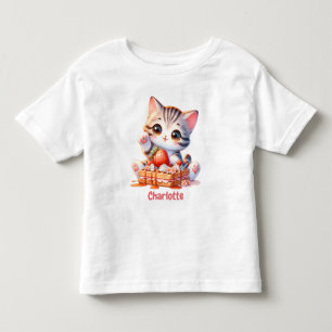 Pastell Rosa Sött Kattunge med Efterrätter Vafflor T Shirt