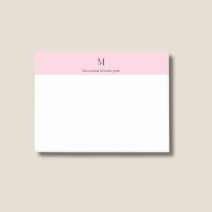 Pastell Rosa Sött Personligt Monogram Namn Post-it Block