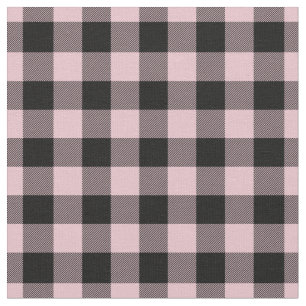 Pastell Rosa & Svart Rutig Gingham Tyg