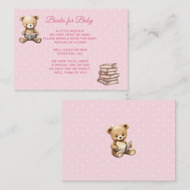 Pastell Rosa Teddybjörn - Böcker för Bebis  Tilläggskort (Fram/baksida)
