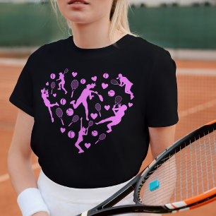 Pastell Rosa Tennisälskare Hjärtgrafik T Shirt