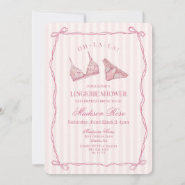Pastell Rosa Underkläder Bröllopsdusch Lace Inbjudningar