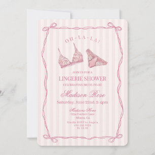 Pastell Rosa Underkläder Bröllopsdusch Lace Inbjudningar