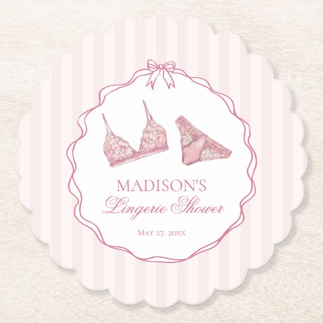 Pastell Rosa Underklänning Dusch Lace Möhippa Underlägg Papper (Framsida)