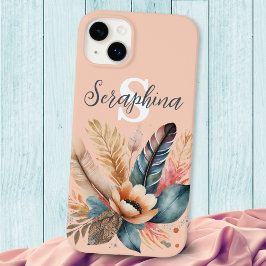 Pastell Rosa Vacker Blommig Elegant Monogrammerad