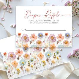 Pastell Rosa Vildblomma Baby Shower Blöja Lotteri Tilläggskort