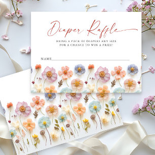 Pastell Rosa Vildblomma Baby Shower Blöja Lotteri Tilläggskort