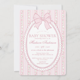 Pastell Rosa Vintage Blommig Babykalas Inbjudningar