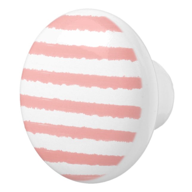 Pastell Rosa Vita Akvarellränder  Knopp (Höger)