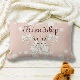 Pastell Rosa Vitt Band Söt Tvilling Kanin Barn Lumbarkudde